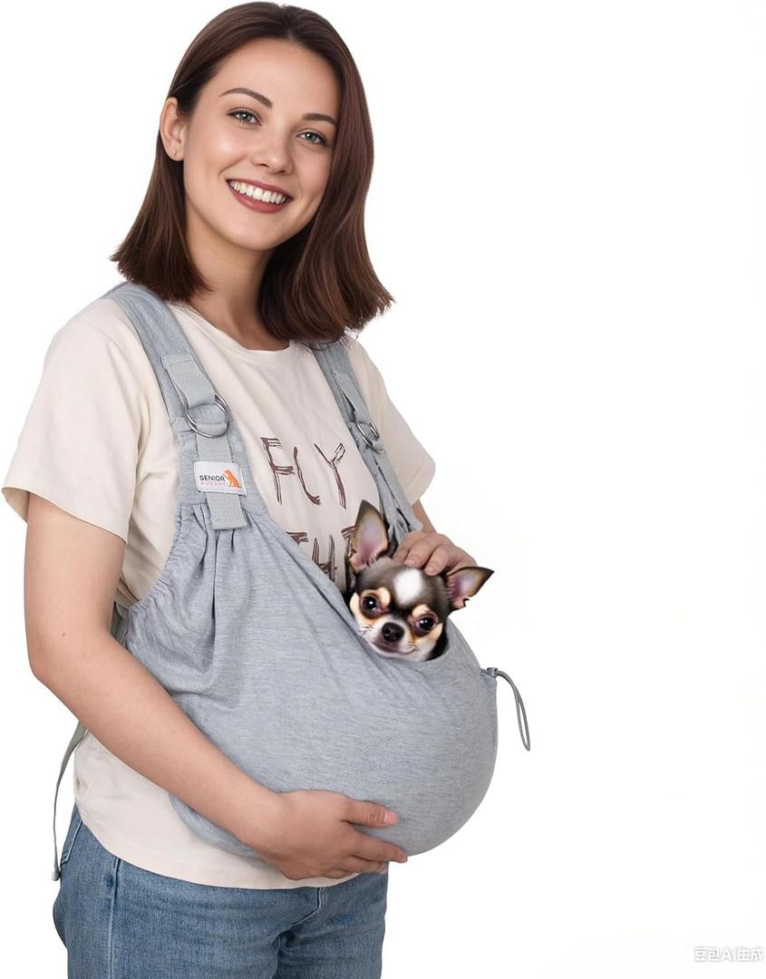 Dog Sling Carriers for Small Dogs,Carrier Sling for Cats and Pupp, Carrying Wrap Front Backpack Cat Sling,Adjustable Chest Pet Sling (Grey)