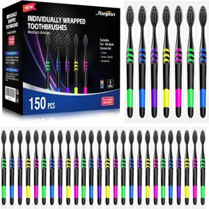 150 PCS Individually Wrapped Bulk Toothbrush Pack, Disposable Soft Bristle for Adult or Kid, Ergonomic Handle, Perfect for Travel, Hotel, Donation