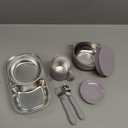 Bakpoco Stainless Steel Baby Feeding Set with Detachable Suction Base, Toddler Plates, Bowl, Cup & Kids Utensils, Grow-With-Baby Feeding Essentials for Self Feeding, Toddler Dinnerware Snack, Lilac