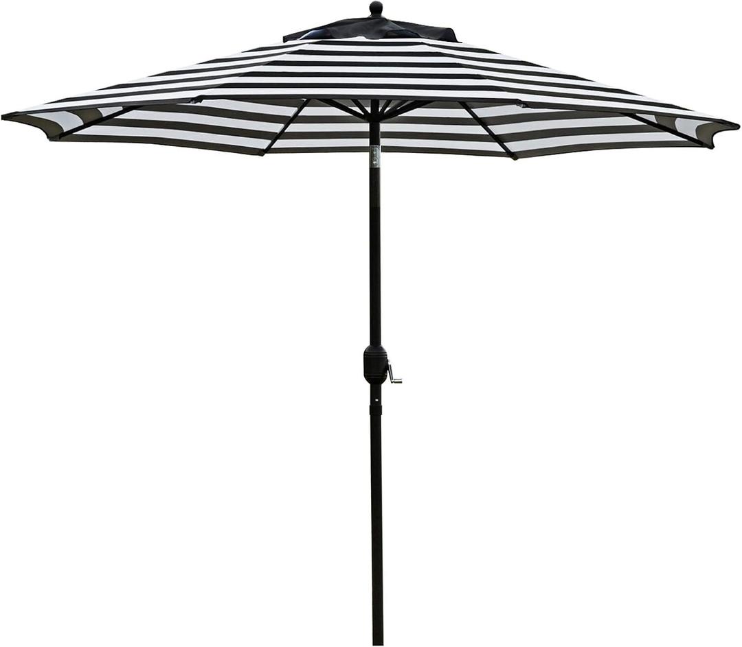 Sunnyglade 9' Patio Umbrella Black and White Outdoor Table Umbrella 8 Ribs
9Ft Striped Patio Umbrella with Waterproof Polyester Canopy, Aluminum Pole, Push-Button Tilt & Crank for Outdoor Patio Tables