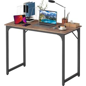 BestOffice Computer Desk,Home Office Desk, Modern Simple Style for Home Office Study Writing (Brown, 39 inch)