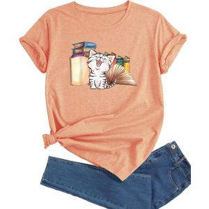 J&DHUASHA Women's Plus Size T-Shirt Short Sleeve Crewneck Graphic Tees Casual Summer Printed Tops (4X-Large)