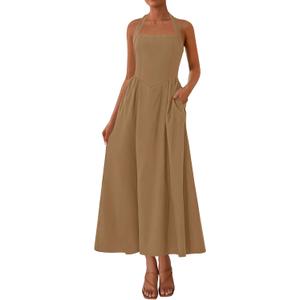 KIRUNDO Summer Dresses for Women 2026 Halter Maxi Wedding Guest Party Cocktail Semi Formal Elegant Classy Long Sundress