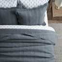 100% Cotton Scallop Quilt Set, King Size, Stormy Blue