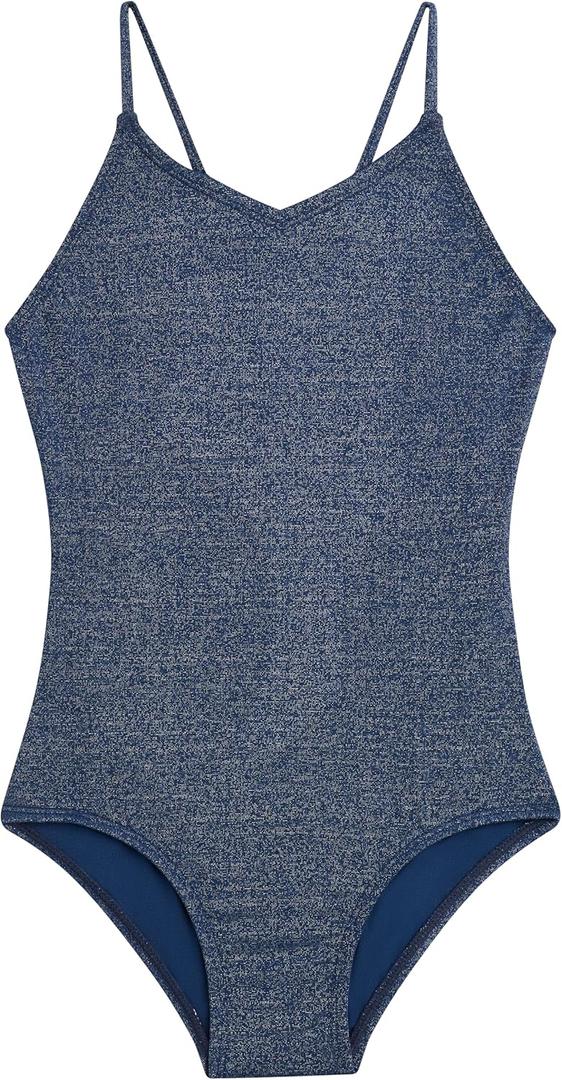 Kanu Surf Girls Hurricane Beach Sport UPF 50 One Piece Swimsuit (6X, Sparkle Solid Navy)