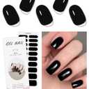 JMEOWIO Semi Cured Gel Nail Strips Black Halloween Gel Nail Stickers Nails Art Design Decoration Accessories