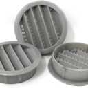 2" Round Plastic Louver Soffit Air Vent Reptile Screen Grille Cover Multiple Colors/Quantities (12, Grey)