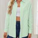 OMSJ Womens Striped Button Down Shirts Casual Long Sleeve Stylish Collared Office Work Blouses Tops (XL)