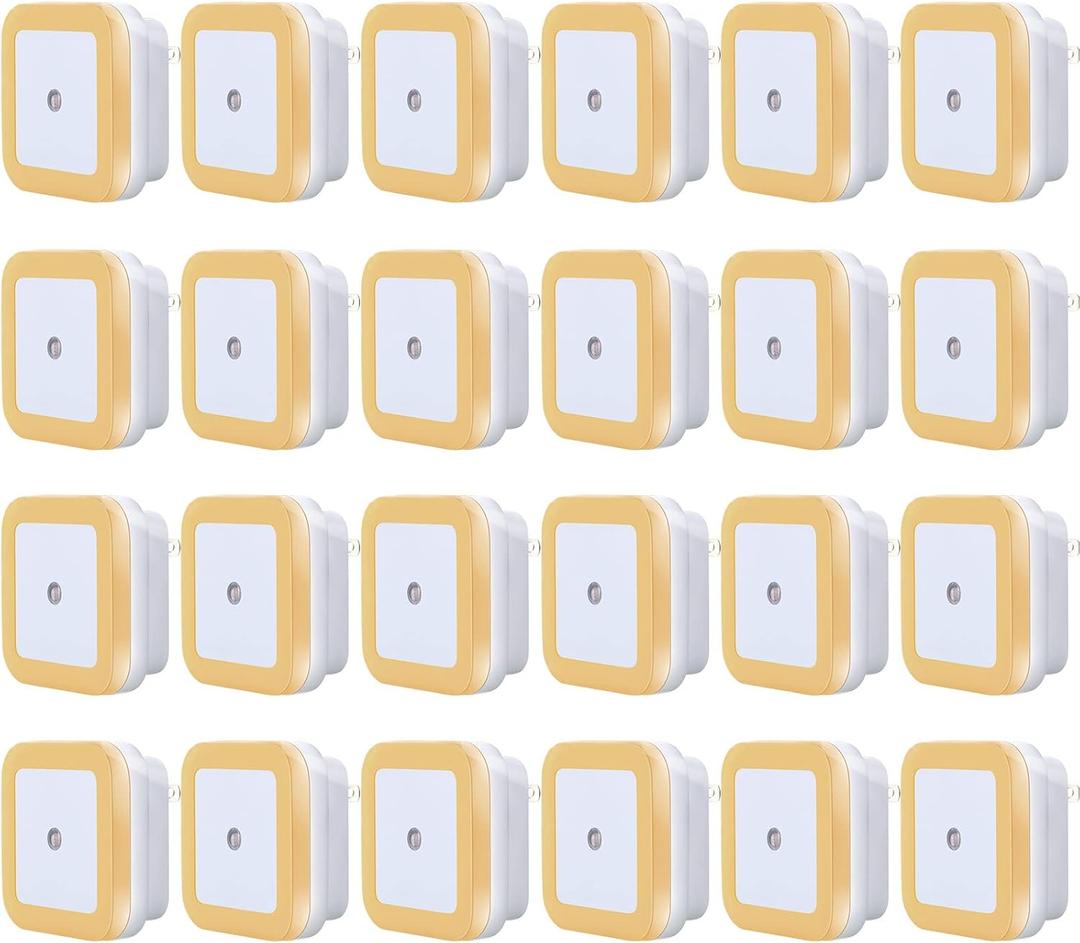 Hortsun 24 Packs LED Night Lights Plug into Wall with Smart Dark Sensor Automatic Hallway Plug in Lights for Bedroom, Bathroom, Toilet, Stairs, Kitchen, Adults(Warm White)