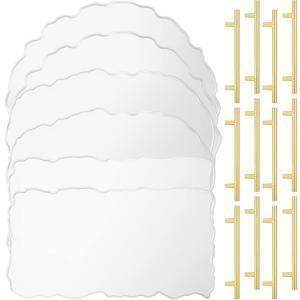 Hoolerry 18 Pcs Large Resin Tray Molds with Gold Handles Silicone Irregular Casting Epoxy Molds Agate Geode for DIY Crafts Making Faux Agate Tray Serving Board Home Decor (Comprehensive)
