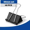 Eclirgan 1.9-Inch Large Binder Clip with Heavy-Duty/Folding/Rust-Resistant,48-Pack Thick Metal Office Clip in 4 Boxes,Black Paper Clamps for School/Outdoor Use/Office/Home