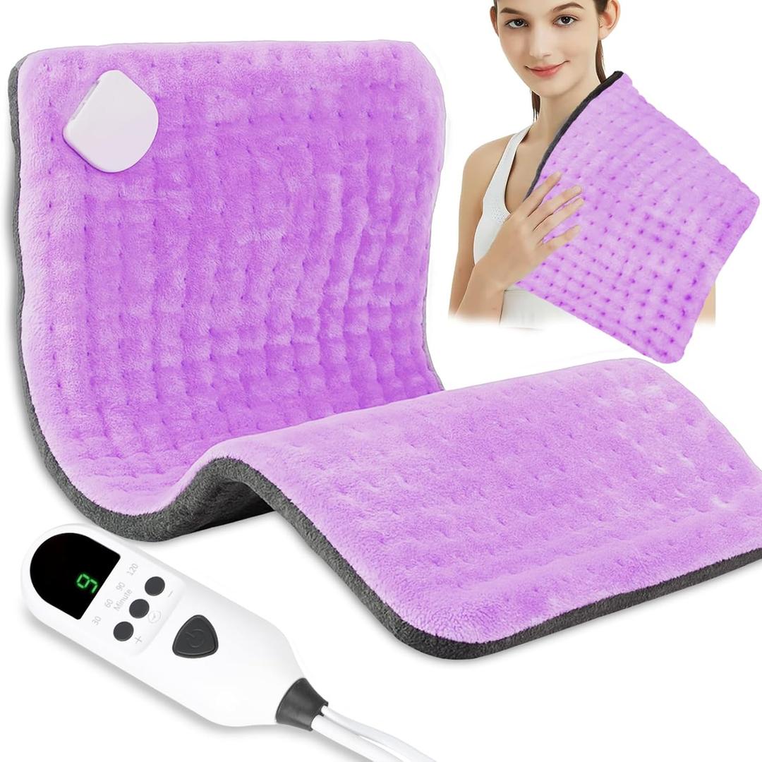 Heating Pad for Back, 12"24" Heating Pad for Period Cramps/Neck/Shoulder/Body Pain Relief, Electric Moist Heat Pad with 9 Heat Settings & 4 Auto-Off, Mothers Day Birthday Gifts for Women Mom, Purple