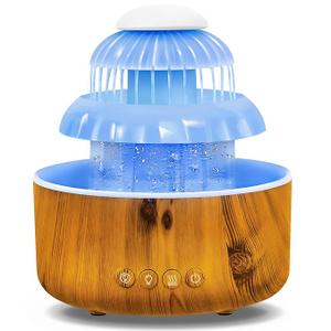 Humidifier for Bedroom, Water Flowing Cool Mist Humidifier, Waterfall Air with Rain Sounds Sleeping, 8 Colors led Light Up to10 Hours, Cloud Baby Woman, Home, Office