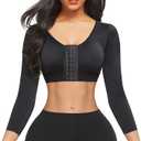 FeelinGirl Arm Shaper for Women Post Surgery Arm Lipo Compression Sleeves Slimming Arm Front Closure Shapewear Bra (Large, Black)