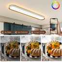 ADISUN Modern LED Ceiling Light Dimmable Linear Ceiling Light 47in Semi Flush Mount Long Lights with Remote Control and Side Lighting for Living Room Kitchen Dining Room Gold