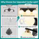 Bathroom Light Fixtures, 3-Light 22 Inch Black and Gold Bathroom Vanity Light, with Milk Glass Globe Shades, Eye-Friendly Vanity Lighting Fixtures Over Mirror, E26 Socket (Bulbs Not Included)