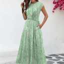 ETCYY Women's Summer Dresses Maxi Dress 2026 Sundresses Vacation Beach Dress Striped Twisted Front Long Dresses with Pockets,Dewdrop Green,X-Large