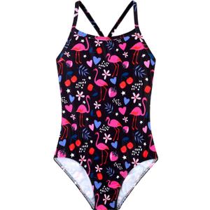 Girls One Piece Swimsuits Summer UPF 50+ Quick Dry Beach Bathing Suit Cross Shoulder Strap Swimwear, 4-5T