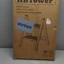 HBTower Step Ladder,Lightweight Aluminum Folding Step Stool with Anti-Slip Wide Pedal,330lbs Capacity Step Ladder for Household,Kitchen,Office - BlackWoodgrain