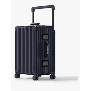 Aluminium Frame Carry on Luggage with Smooth Jelly Wheels, Hardside Zipperless Rolling Suitcase with TSA Lock (Blue, 21-Inch)