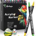 AEDAGA 60 Colors Acrylic Paint Pens,Acrylic Paint Markers Dual Tip with Fine Tip and Dot Tip,Dot Maker for Kids Adults, Glass, Stone, Wood, Canvas, Paper, Pottery