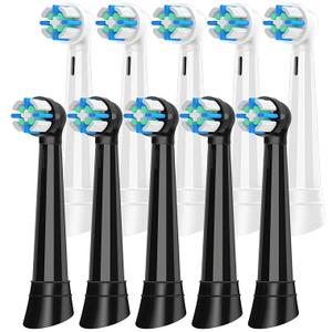 iO 10 PCS Replacement Heads Compatible with Oral B iO 2 3 4 5 6 7 8 9 10 Deep Clean Series Electric Toothbrush, Brush Heads with Medium-Hard Bristles Compatible with Oral B IO (Black/White)