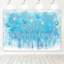Mocsicka Winter Wonderland Backdrop Blue Winter Wonderland Christmas Photography Background Winter Wonderland Birthday Baby Shower Party Decorations Photo Studio Props (Blue, 7x5ft)