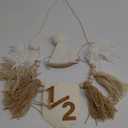 Boho Half Birthday High Chair Banner with Cone Hat White Sand Beige Neutral 1/2 Birthday Half Way To One Baby Boy Baby Shower Wall Hangings Decorations