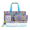 Kyerlish American Mahjong Tile Set with Blue Printed Carrying Bag, 166 Premium White Tiles, 4 All-in-One Color Racks/ Pushers, Mah Jongg Sets, Complete Mahjong Game Set for Travel