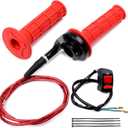 7/8" 22mm Twist Throttle Accelerator Soft Rubble Handle Grip Cable kit for 50cc 90cc 110cc 125cc 4-Stroke SSR Coolster Apollo CRF50 Roketa Pit/Dirt/Mini/ATV Quad Pocket Bike (Red)
