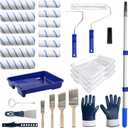 28 PCS Paint Roller Kit with Extension Pole, 4"and 9" Paint Roller, Including Gloves, Paint Tray, Flat Paint Brush, Scraper, etc., for Professional House Painting & Oil Paints