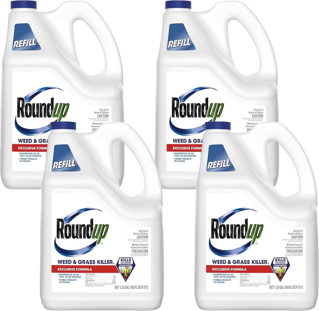 Roundup Weed & Grass Killer Refill, Use in and Around Flower Beds, Trees, Driveways, Walkways & More, 1.25 gal. (Pack of 4)