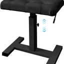 lumizone Keyboard Bench Hydraulic Lifting Piano Bench Height Adjustable with 19.3" x 12.2" Seat Heavy Duty Piano Chair Keyboard Stool PU Leather High-Density Sponge Alloy Base (Black, Tufted)