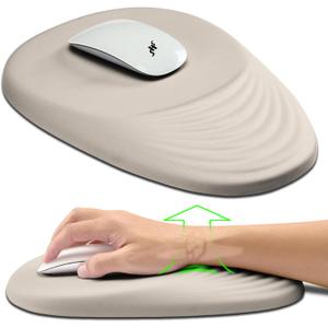 Hokafenle Ergonomic Mouse Pad Wrist Support, Terraced Slope Carpal Tunnel Wrist Pad for Mouse with Unibody Memory Foam, Wrist Rest Pain Relief Mousepad (Apricot, 11.8x7.9 in)