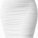 Women's Ruched Sexy Bodycon Elastic High Waist Stretch Midi Pencil Skirt (Large, White)