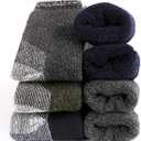 Yoicy Mens Merino Wool Thermal Socks - Soft Warm Fuzzy Winter Heavy Cushion Hiking Socks (Multi1-Super Thick 3pack) 7-12