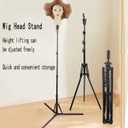 Wig Stand Tripod, Metal Adjustable Foldable Mannequin Head Stand, 63 Inch, Black, for Cosmetology Hairdressing Training (63 inch long)