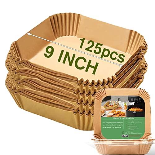 Large Air Fryer Disposable Paper Liners Square 9 Inch, Parchment paper liner for 5-8QT Air fryer, Oil-proof, Water-proof, Parchment Baking Paper for Baking Roasting Microwave