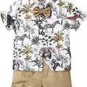 JEELLIGULAR Toddler Baby Boy Summer Clothes Short Sleeve Button Down Shirt Shorts Set Gentlemen Casual Outfits 1-5 year