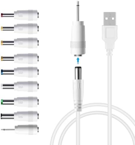 LANMU DC 5V Power Cord, USB to 5V DC Power Cable Charging Cord with 9 Adapters (6.4 * 4.4mm, 6.3 * 3.0mm, 5.5 * 2.5mm, 5.5 * 2.1mm, 5.5 * 1.7 mm, 4.8 * 1.7 mm, 4.0 * 1.7 mm, 3.5 * 1.35 mm, 2.5mm)