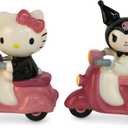 Blue Sky Clayworks Hello Kitty & Kuromi Scooter Salt and Pepper Shaker Set, 7 Licensed Sanrio Collectible