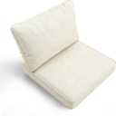 Loungewave Patio Chair Cushions Set, Outdoor Chair Cushions Set of 2, Waterproof Patio Furniture Cushions 24x24 Inch, 4" Thickened Outdoor Seat Cushions for Chair, Removable Cover, Beige