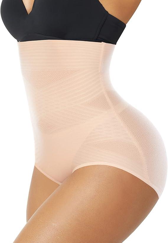 Tummy Control Shapewear Panties for Women High Waisted Body Shaper Slimming Shapewear Underwear Girdle Panty(Beige-no Roll,XX-Large)