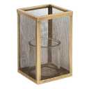 MY SWANKY HOME Contemporary Minimalist Gold Mesh Cage Candle Holders Square Pillar Hurricanes 6"×10"