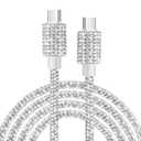 VOFUOE USB C Cable for iPhone 17 Charging Cord, Type C Fast Charging Cable Bling Sparkling Diamond for Women 4FT for iPhone 16/16 Pro/ 16 Pro Max, for iPad 11th/10th, for Galaxy S24/S25-Silver