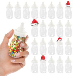 24 Pcs Small Bottles for Mom to Be Party  Clear Fillable Milk-Shaped Containers for Candy, Figurines, Coins, Trinkets  Durable Plastic Decorations for Party Themes, Events, Favors and Fun Activities