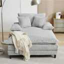 54.8" Oversized Chaise Lounge Chair Cozy Sleeper Sofabed, Plush Corduroy Upholstered Cloud Lounge Sofa Daybed with Detachable Pillow Armrest and 4 Angles Adjustable Backrest (Gray 54.75")