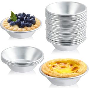 25 Pack Egg Tart Molds, Puto Molder Cookie Steamer Dessert Molds, Small Aluminum Nonstick Pans Pie Molds for Baking Pies Cupcakes Mini Cakes Puddings Jellies (B.3.1in)