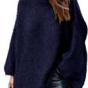 PRETTYGARDEN Women's 2026 Fall Turtleneck Oversized Sweaters Long Sleeve Chunky Knit Pullover Tops Winter Fashion Clothes (Navy Blue) Small