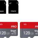 128GB Micro Memory Card Class 10 Memory Cards High Speed Mini TF Card with Adapter for Smartphones/Tablet/Drone/Game Console(2-Pack)